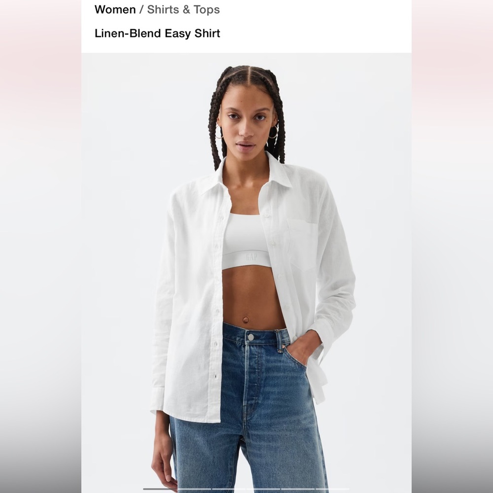 Linen-Blend Easy Shirt in Pink